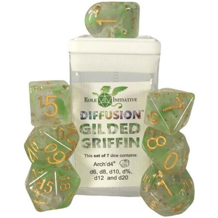 Role 4 Initiative Diffusion Gilded Griffin SPR Dice, Set of 7 R4I50540-7C-S